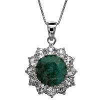 Green Jade with White Topaz set in Sterling Silver Pendant 202//202